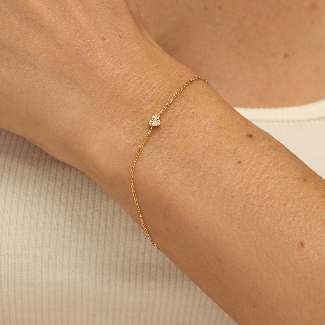 Gold-Tone Crystal-Style Cluster Heart Bracelet