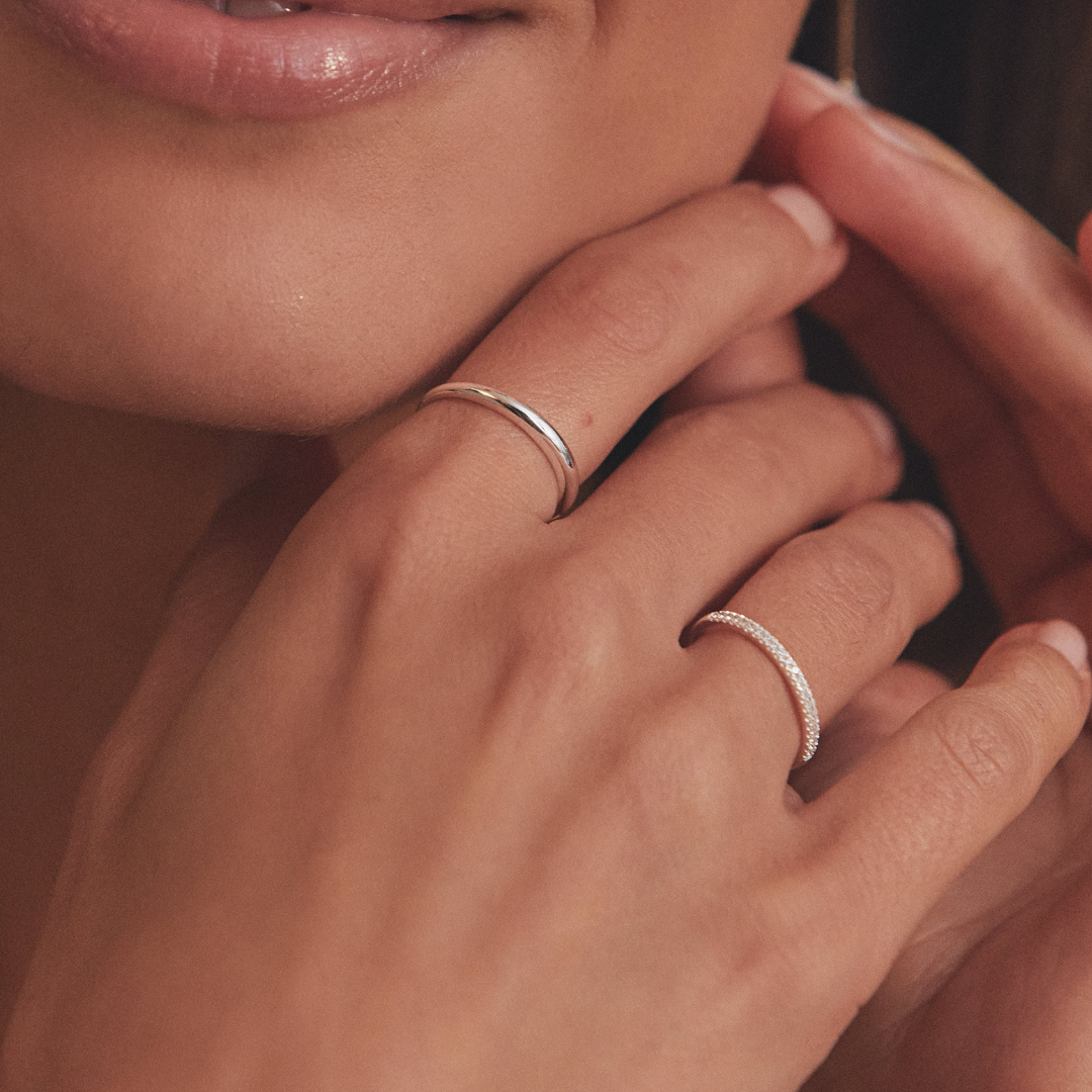 Silver-Tone Mini Dome Ring