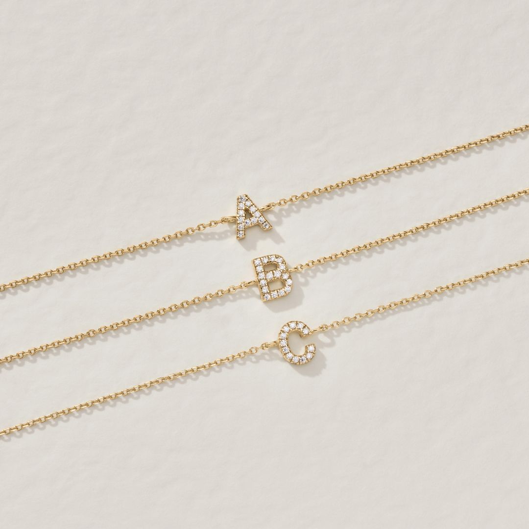 Silver-Tone Crystal-Style Mini Initial Letter Bracelet