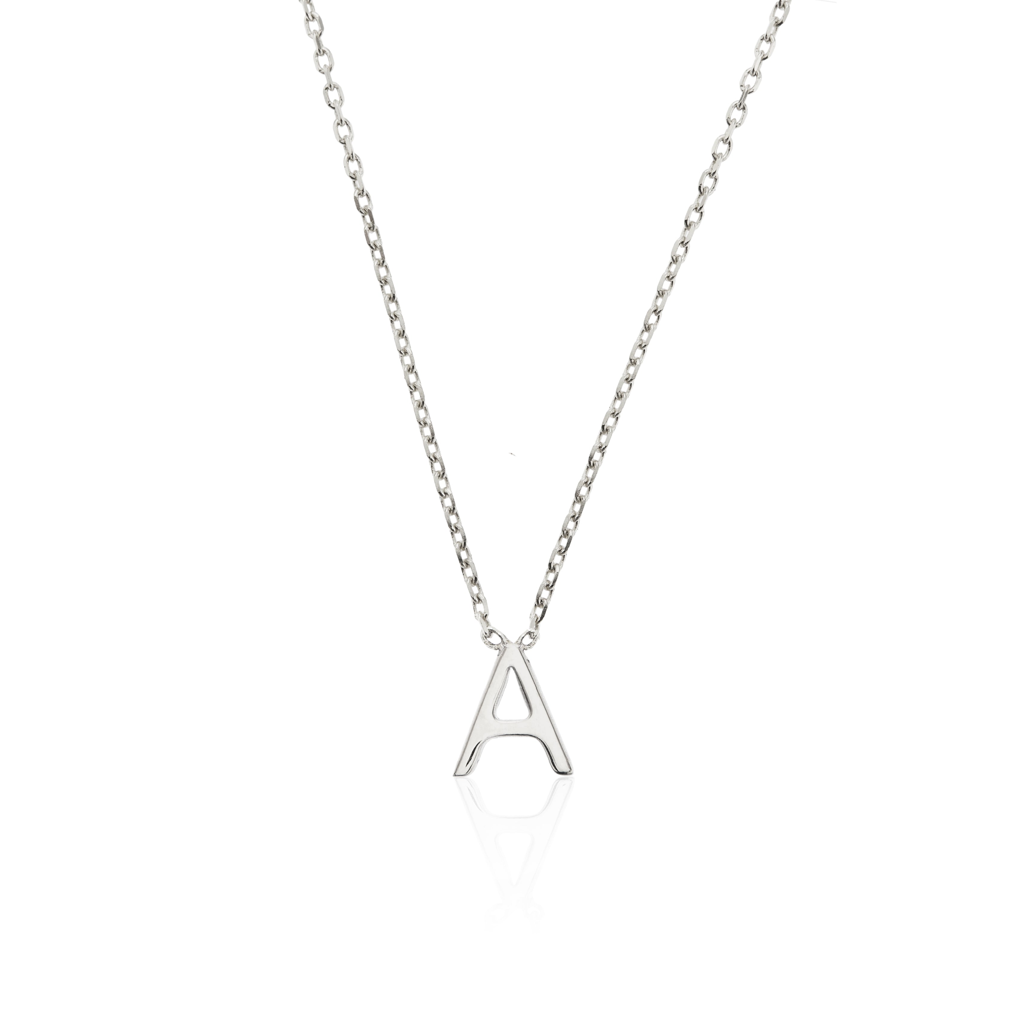 White Gold-Tone Mini Initial Letter Necklace