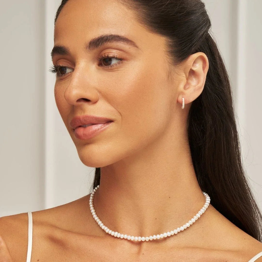 Silver-Tone Pearl-Style Choker Necklace