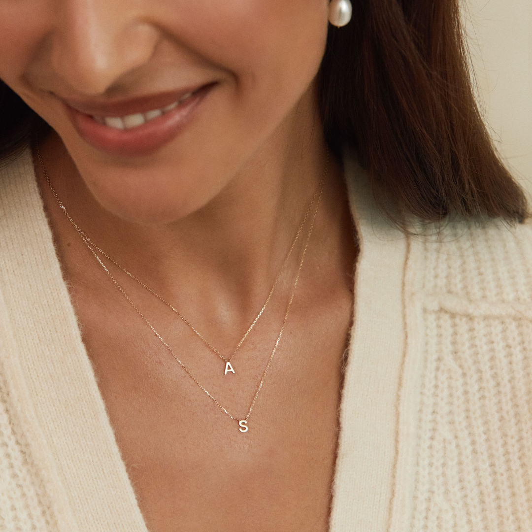 Gold-Tone Mini Initial Letter Necklace