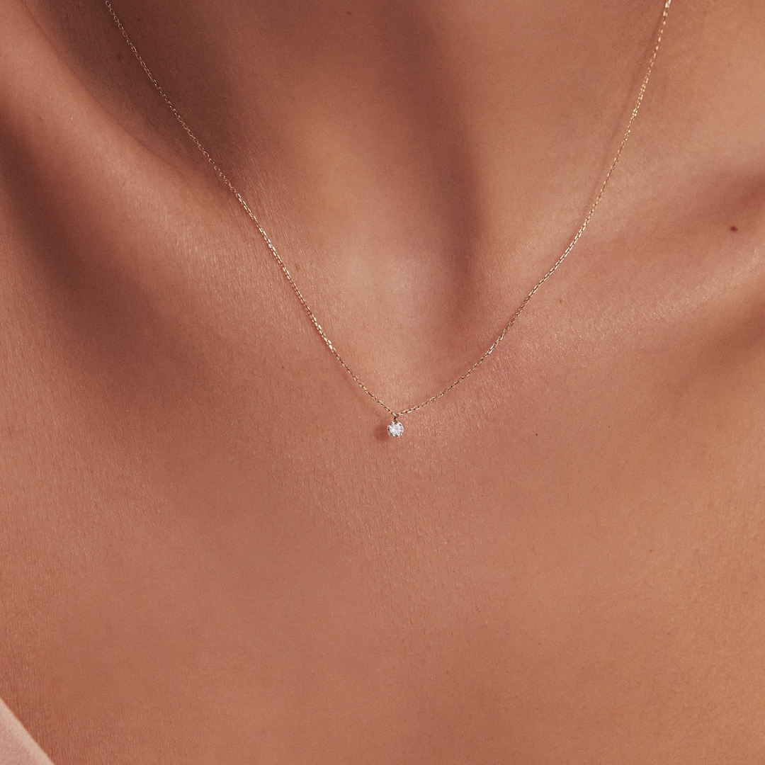 Silver-Tone Large Floating Crystal-Style Necklace