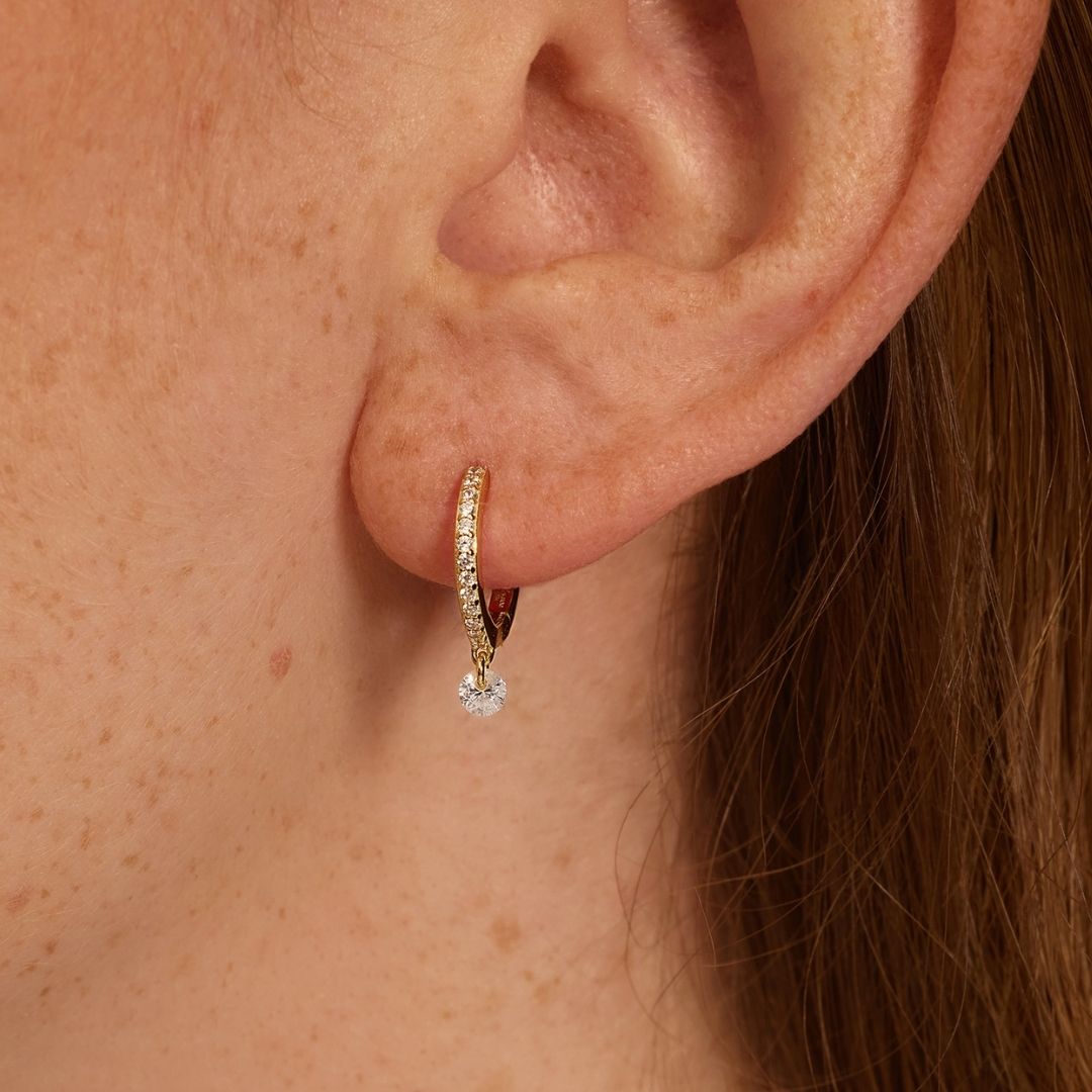 Gold-Tone Crystal-Style Drop Hoop Earrings