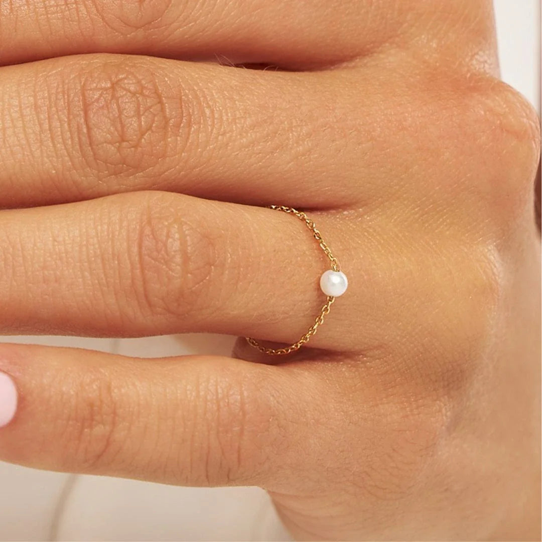 Gold-Tone Pearl-Style Chain Ring