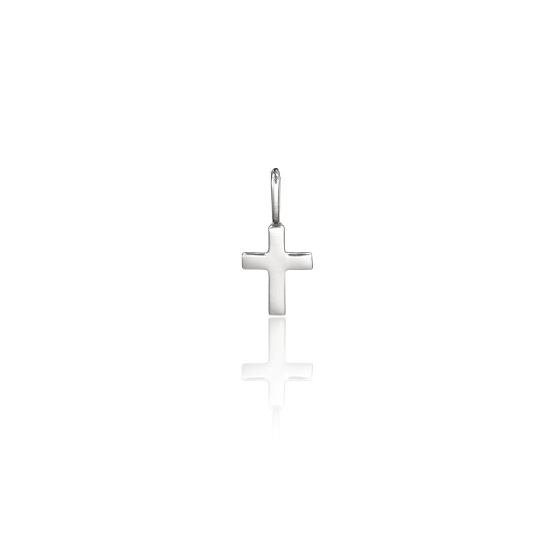 White Gold-Tone Tiny Cross Charm