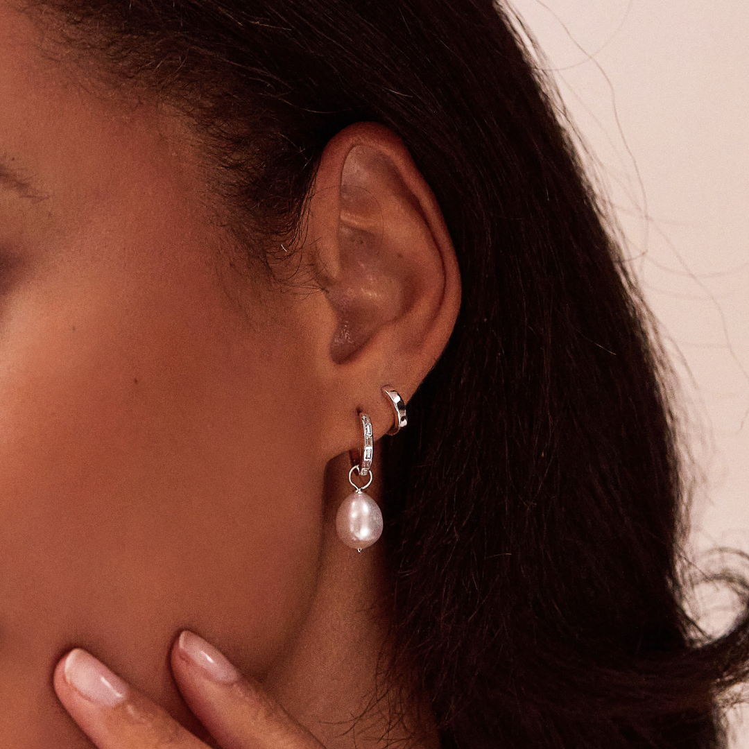 Silver-Tone Plain Huggie Hoop Earrings