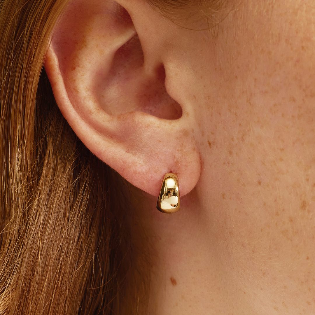 Gold-Tone Chunky Huggie Hoop Earrings