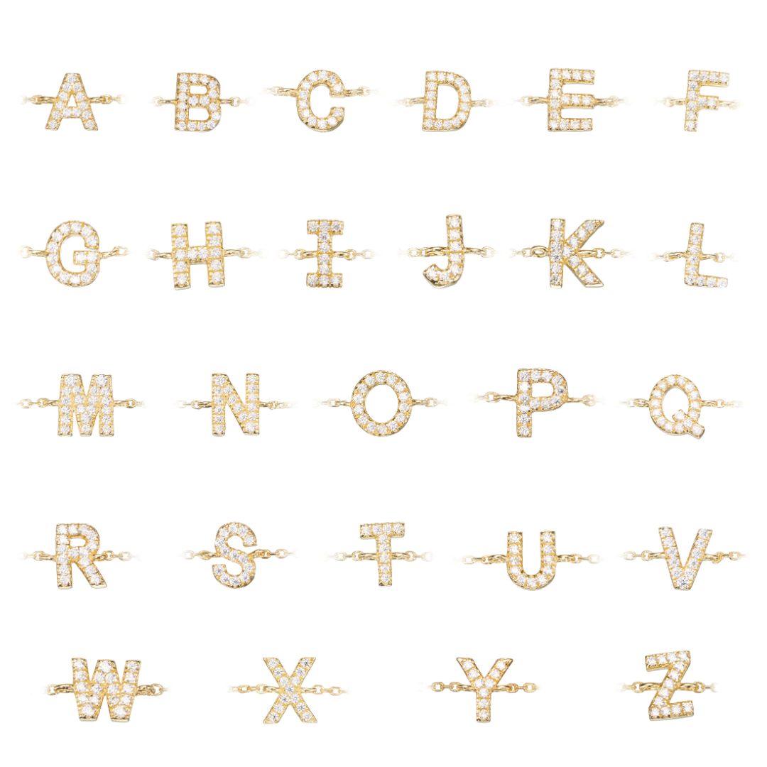 Gold-Tone Crystal-Style Mini Initial Letter Bracelet