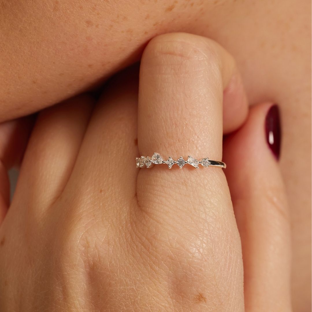 Gold-Tone Crystal-Style Mixed Cluster Ring