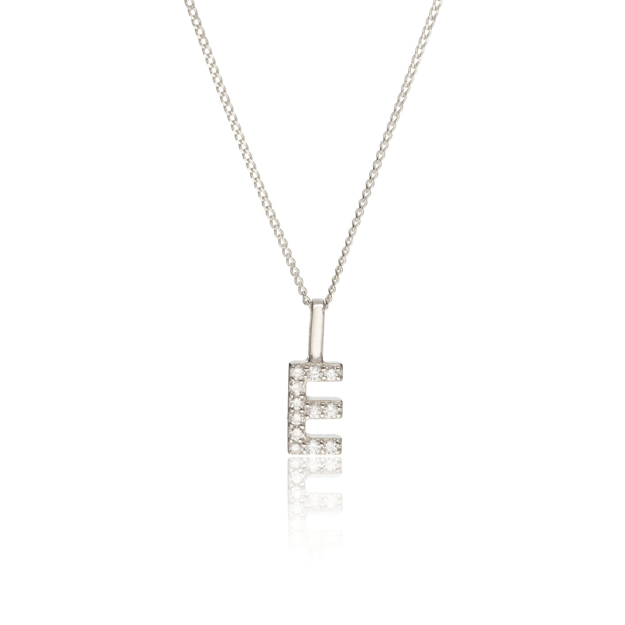 White Gold-Tone Crystal-Style Initial Letter Necklace