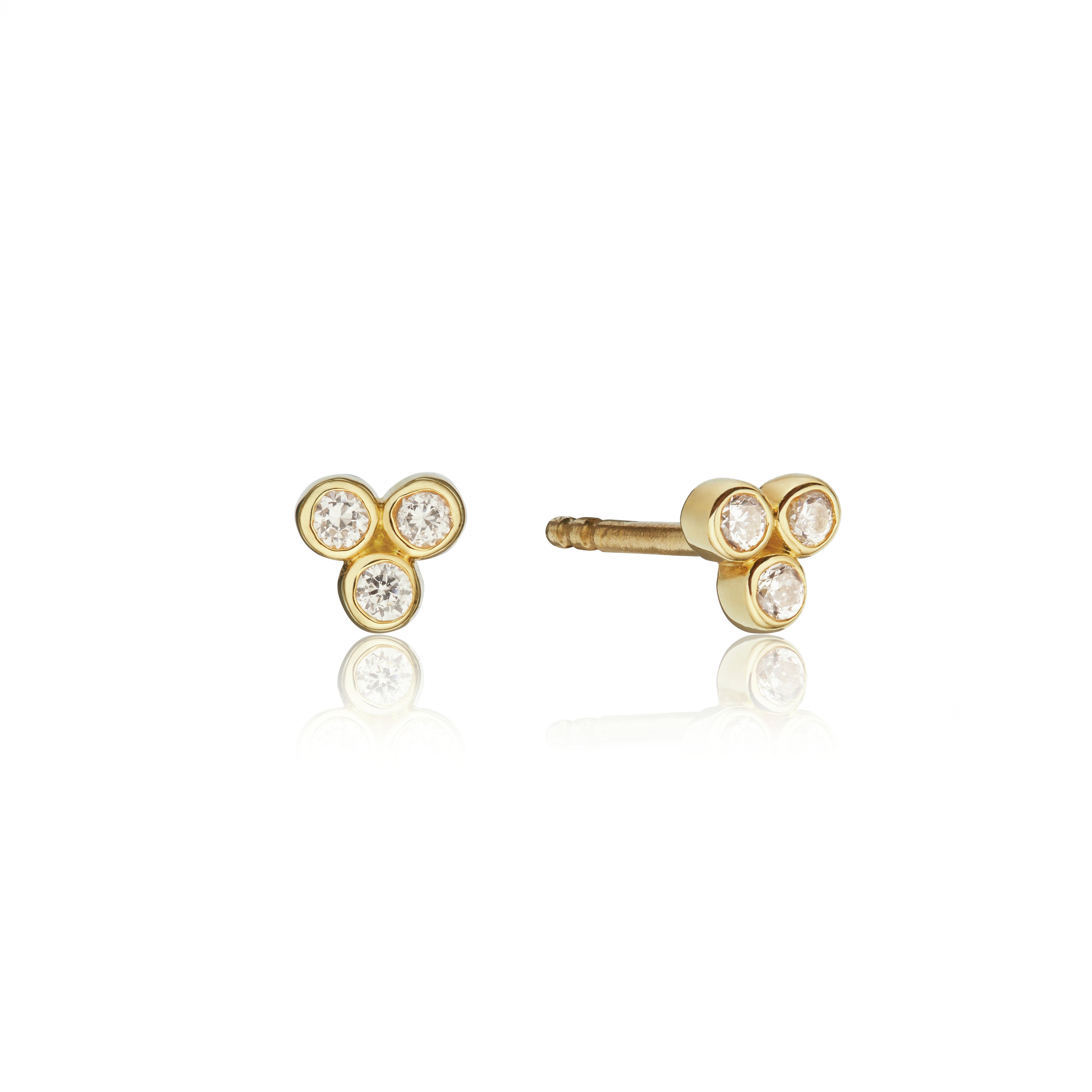 Gold-Tone Crystal-Style Pyramid Stud Earrings
