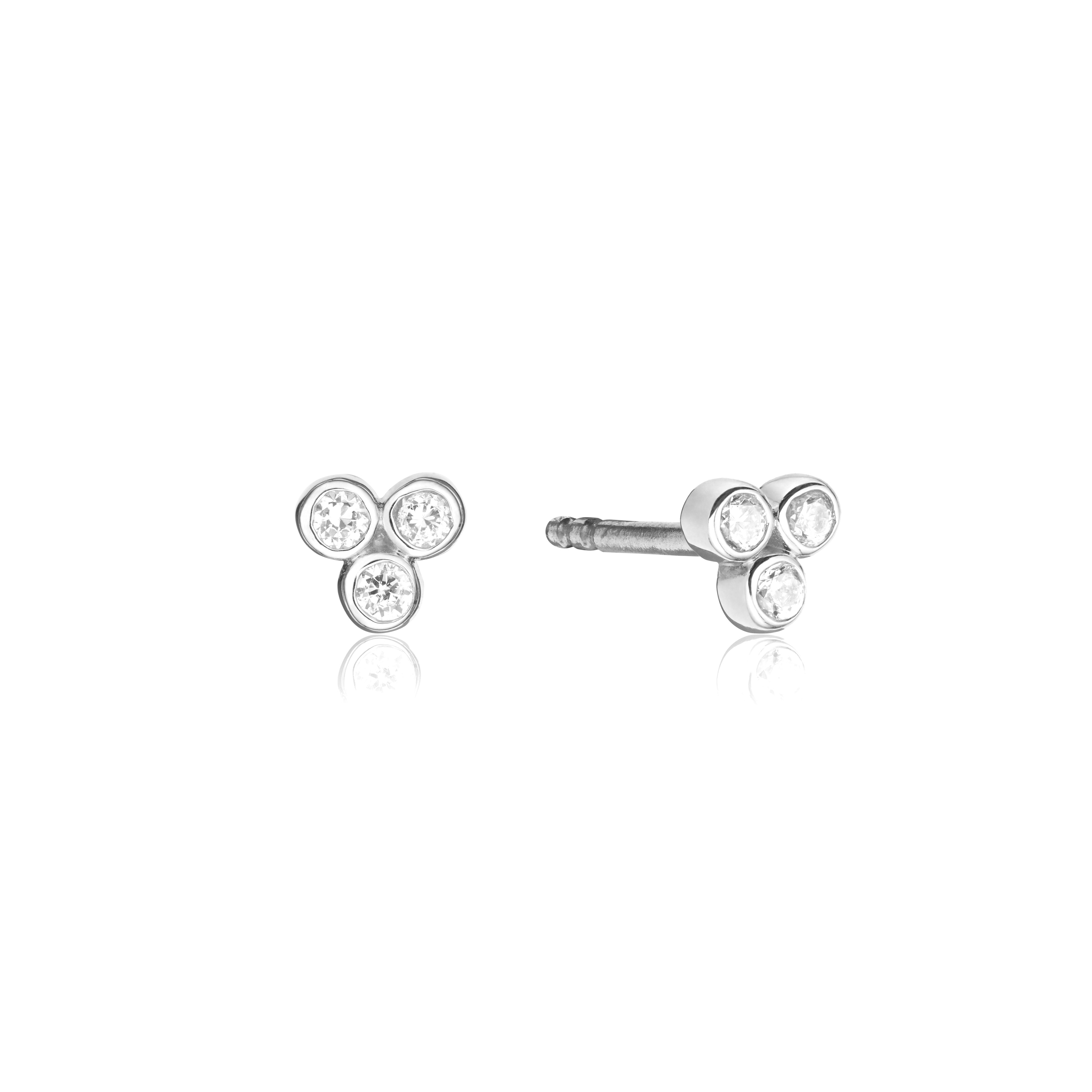 Silver-Tone Crystal-Style Pyramid Stud Earrings