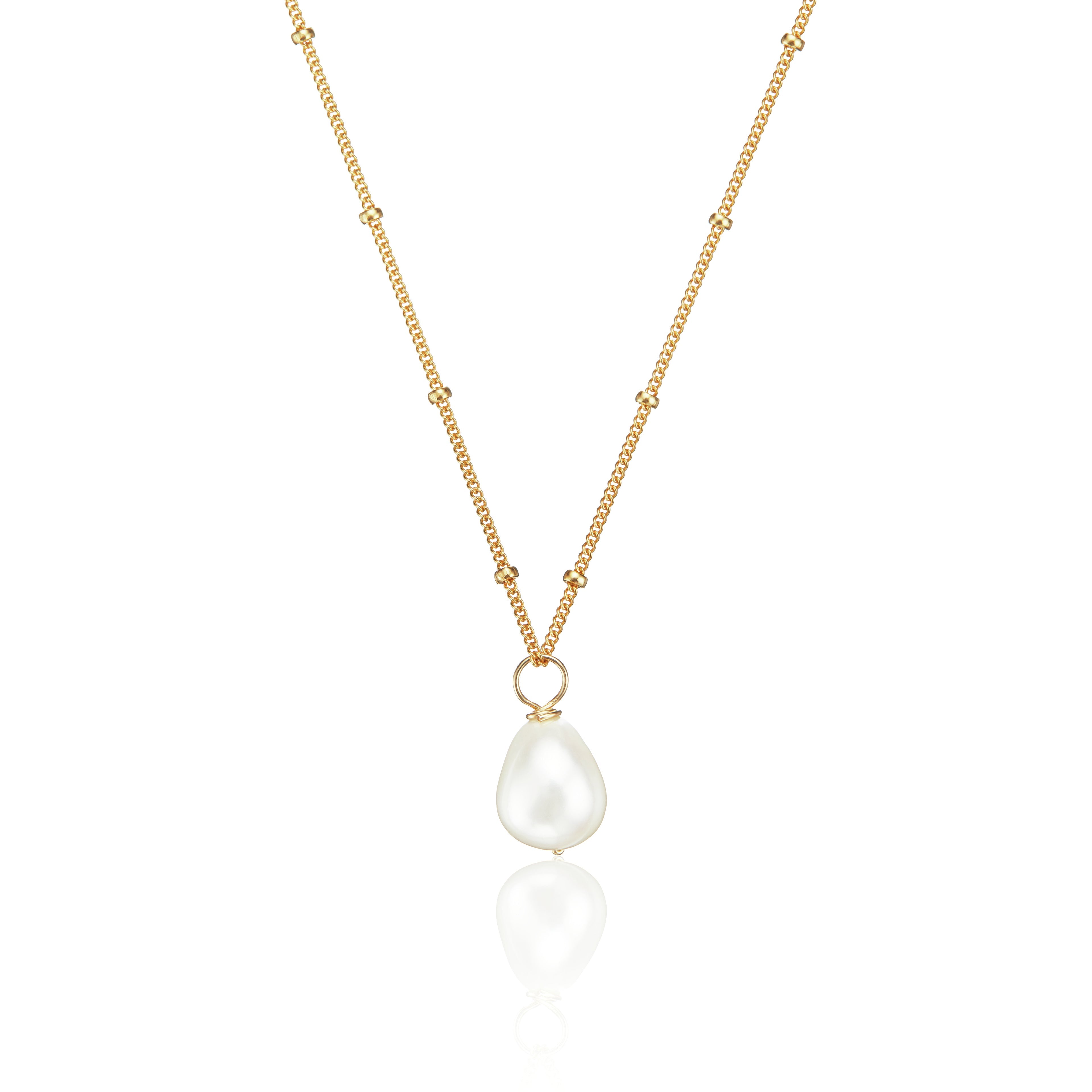 Gold-Tone Large Pearl-Style Satellite Necklace