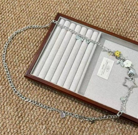 Reloj Charm Waist Chain in Silver-Tone with Crystal-Style & Pearl-Style Accents
