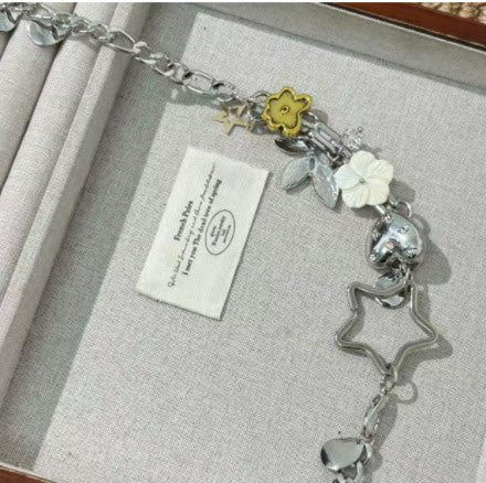 Reloj Charm Waist Chain in Silver-Tone with Crystal-Style & Pearl-Style Accents