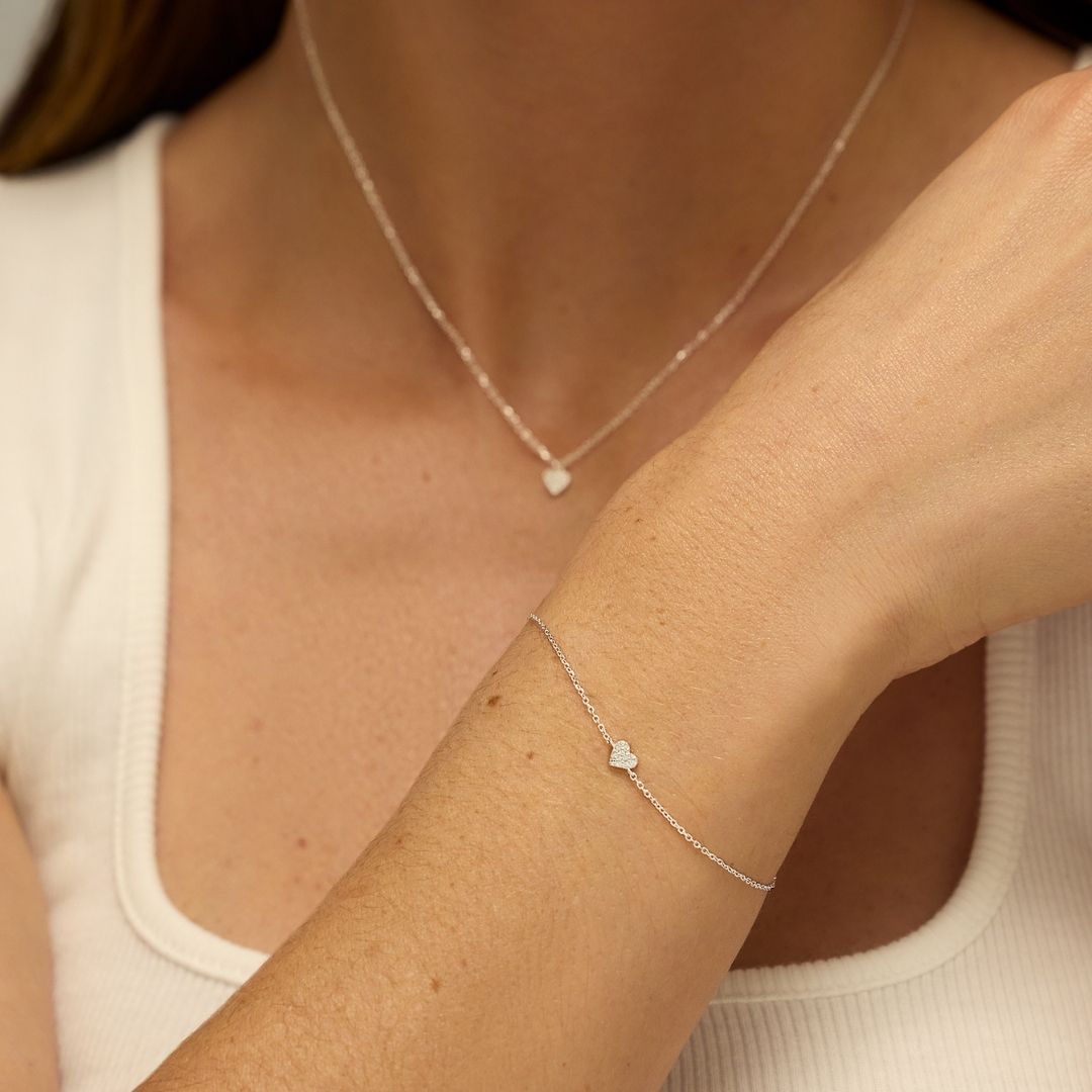 Silver-Tone Crystal-Style Cluster Heart Necklace