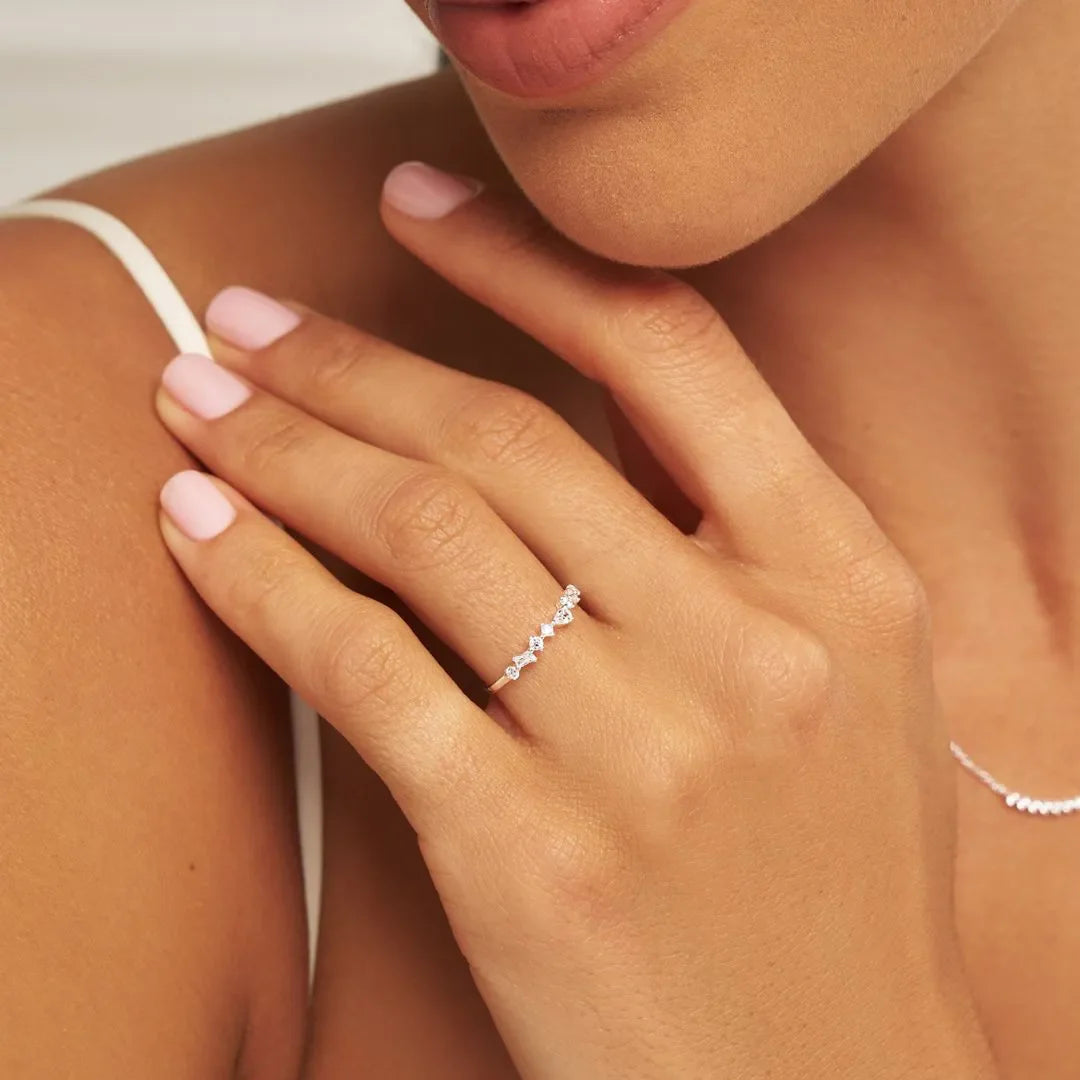 Silver-Tone Crystal-Style Mixed Cluster Ring