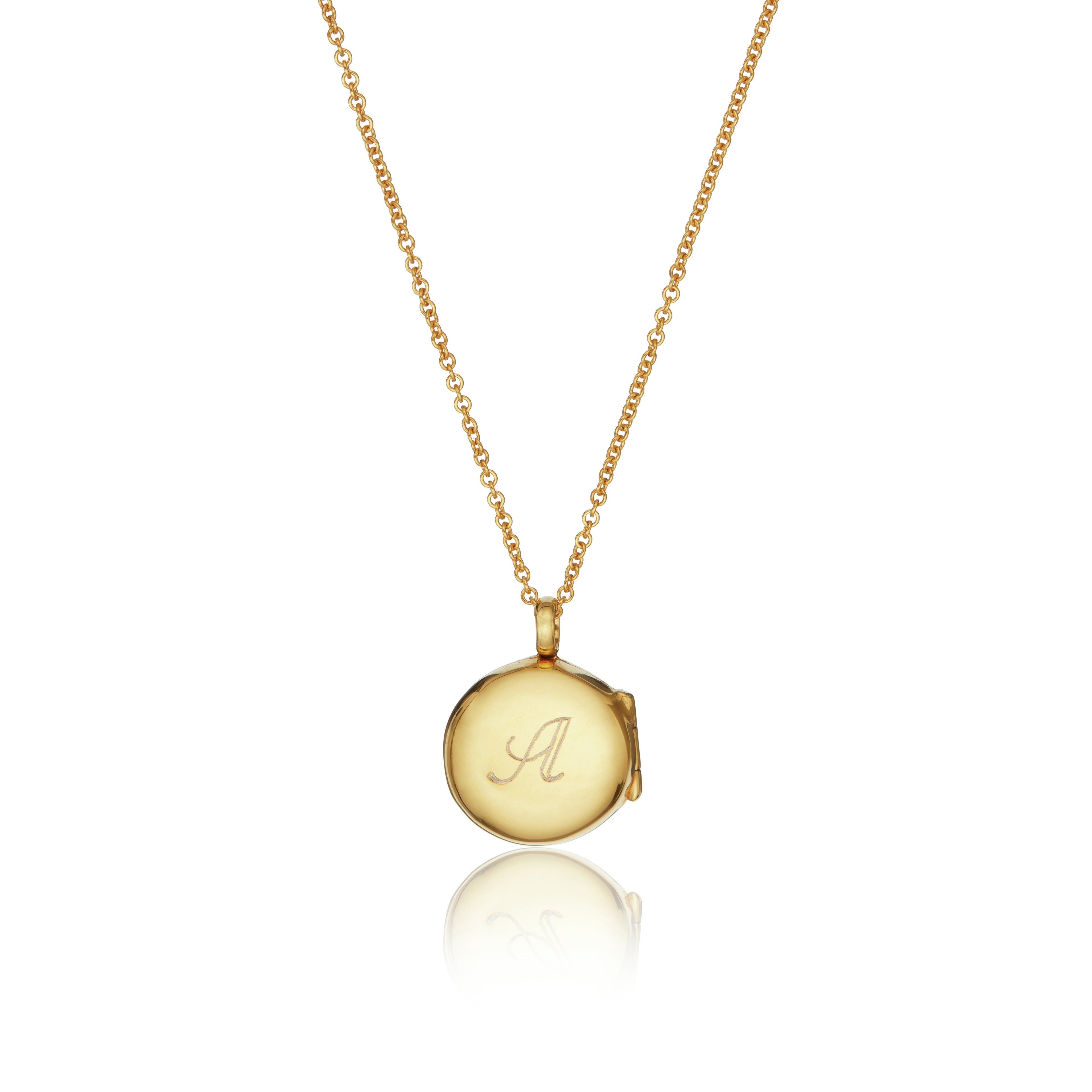 Gold-Tone Small Round Crystal-Style Locket Necklace