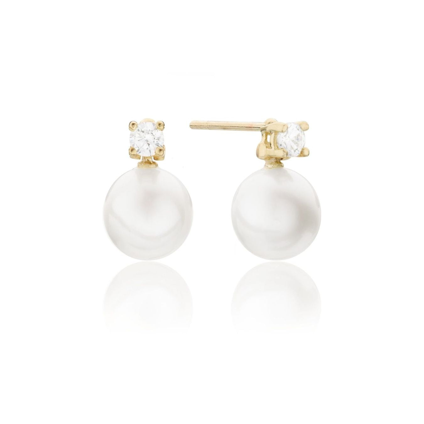 Gold-Tone Crystal-Style and Pearl-Style Stud Earrings