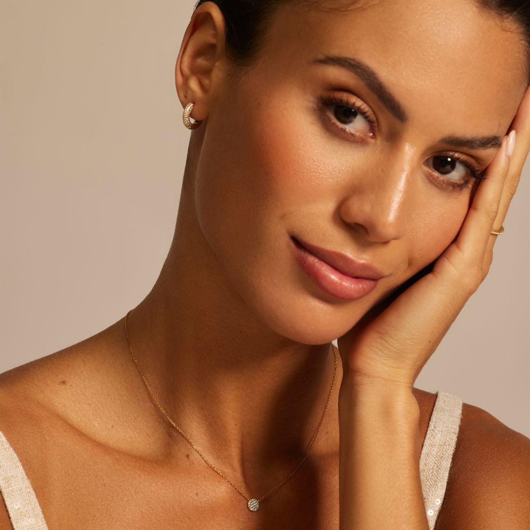 Gold-Tone Crystal-Style Chunky Cluster Hoop Earrings