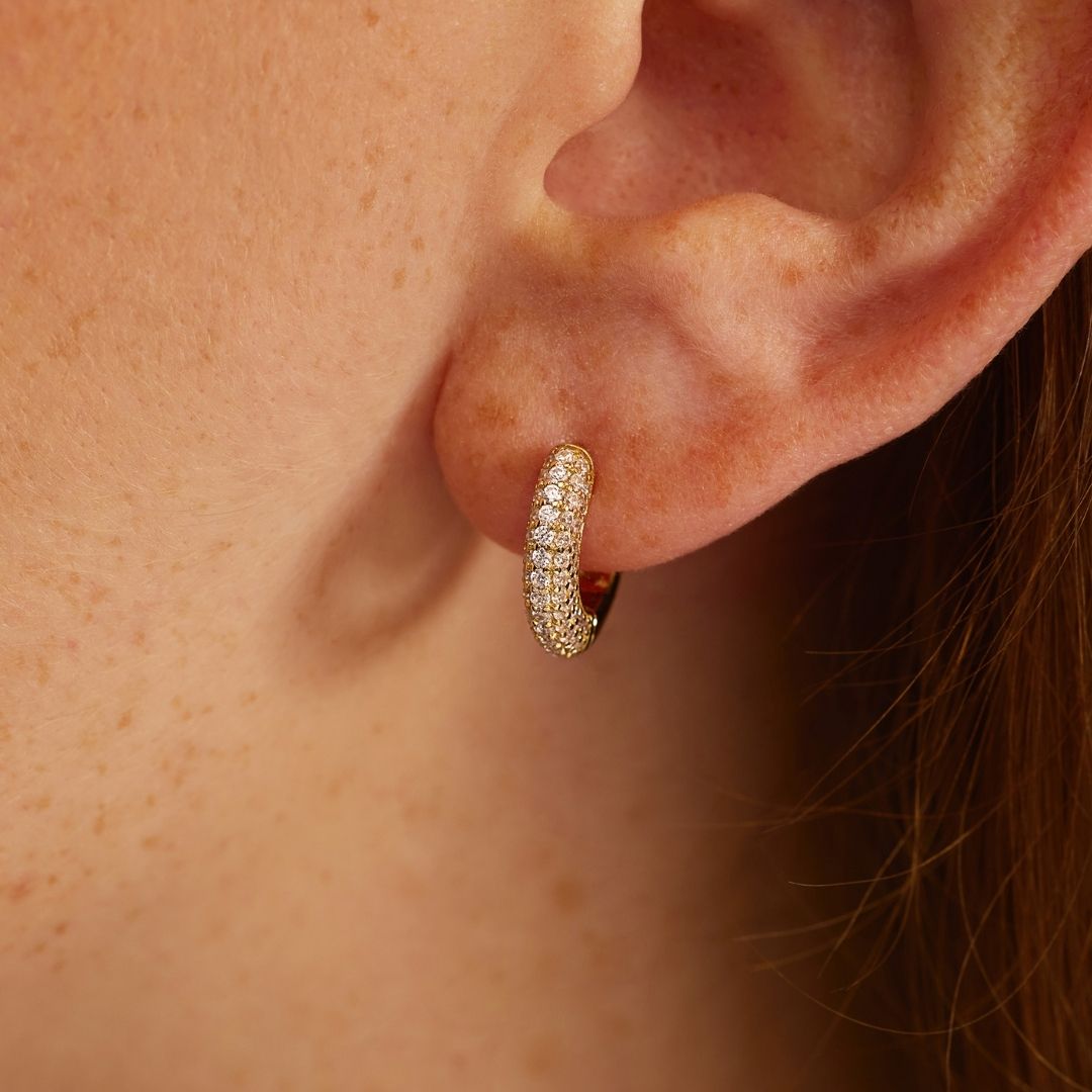 Gold-Tone Crystal-Style Chunky Cluster Hoop Earrings