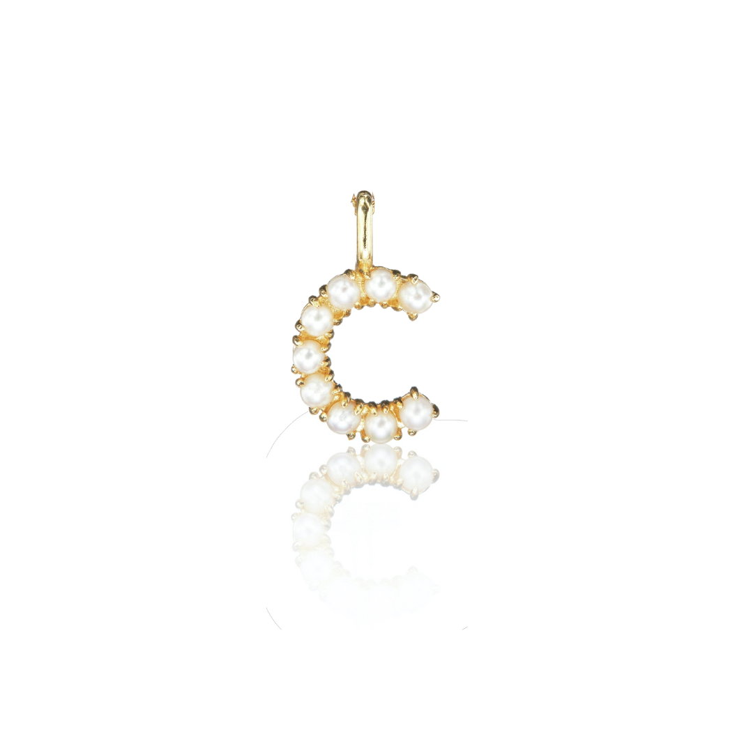 Gold-Tone Pearl-Style Individual Initial Charm