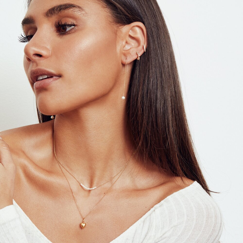 Silver-Tone Crystal-Style Jagged Huggie Hoop Earrings