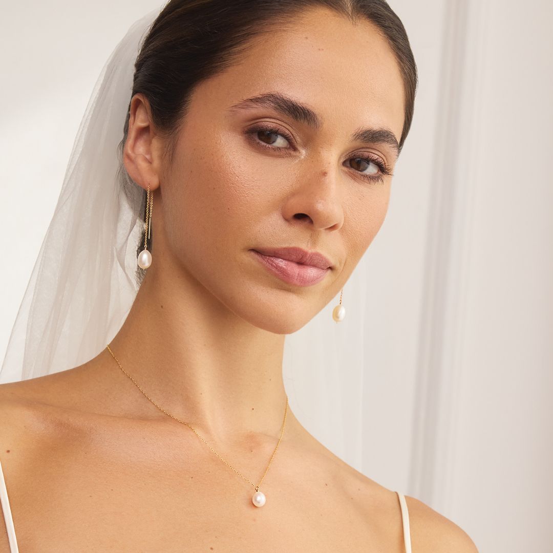 Rose Gold Large Single Pearl Necklace