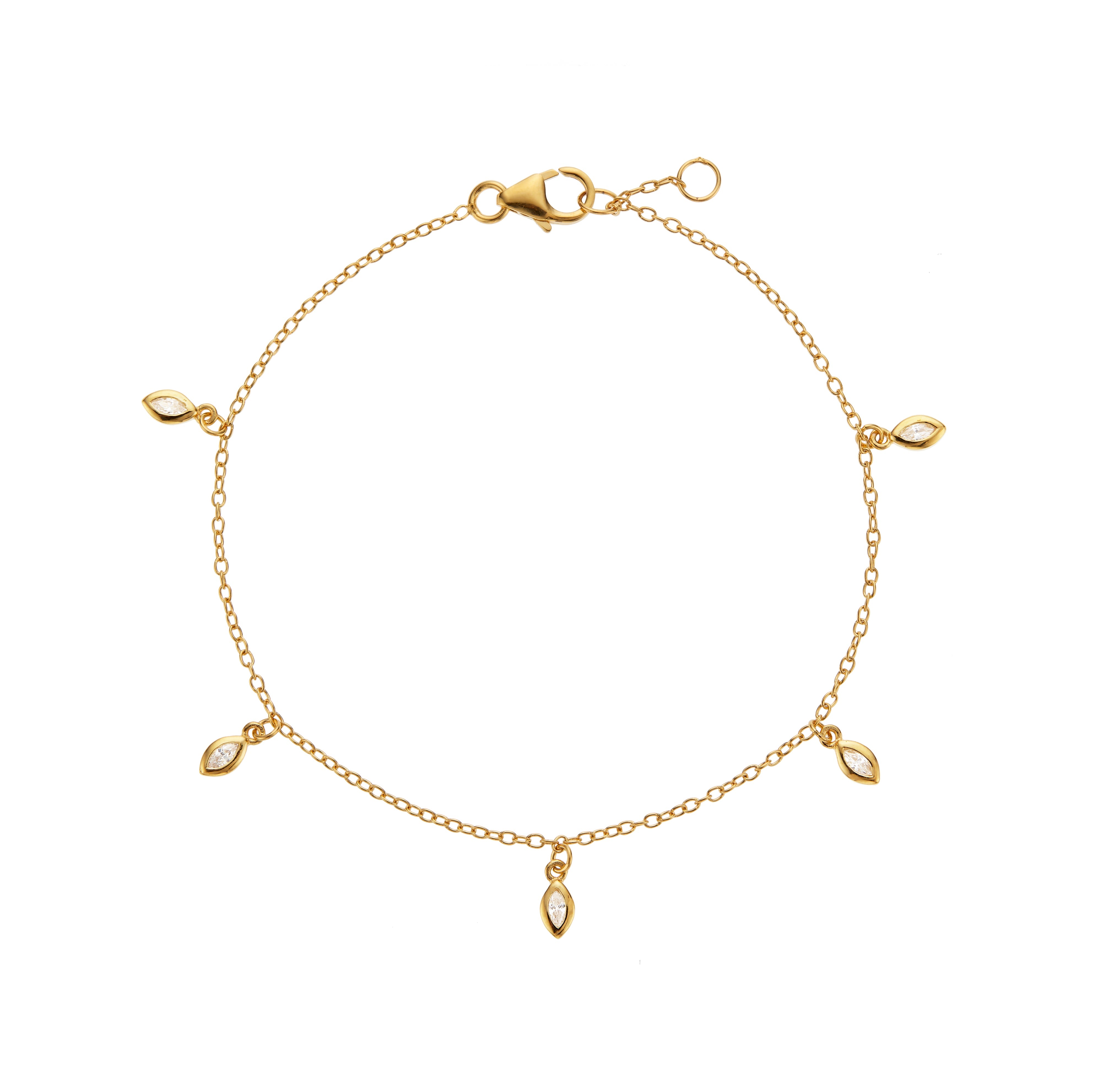 Gold-Tone Crystal-Style Marquise Drop Bracelet
