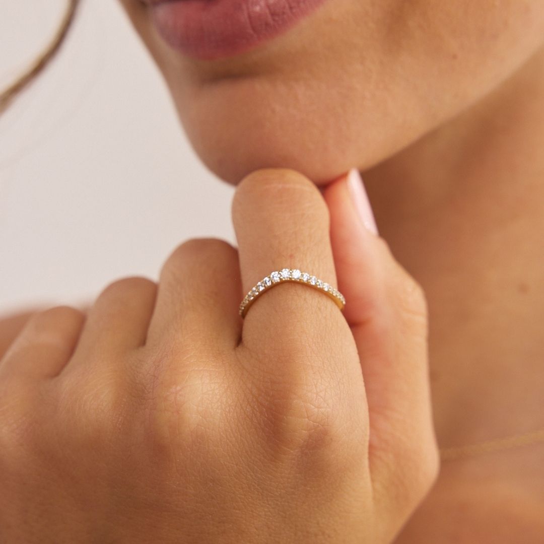 Gold-Tone Crystal-Style Curved Ring