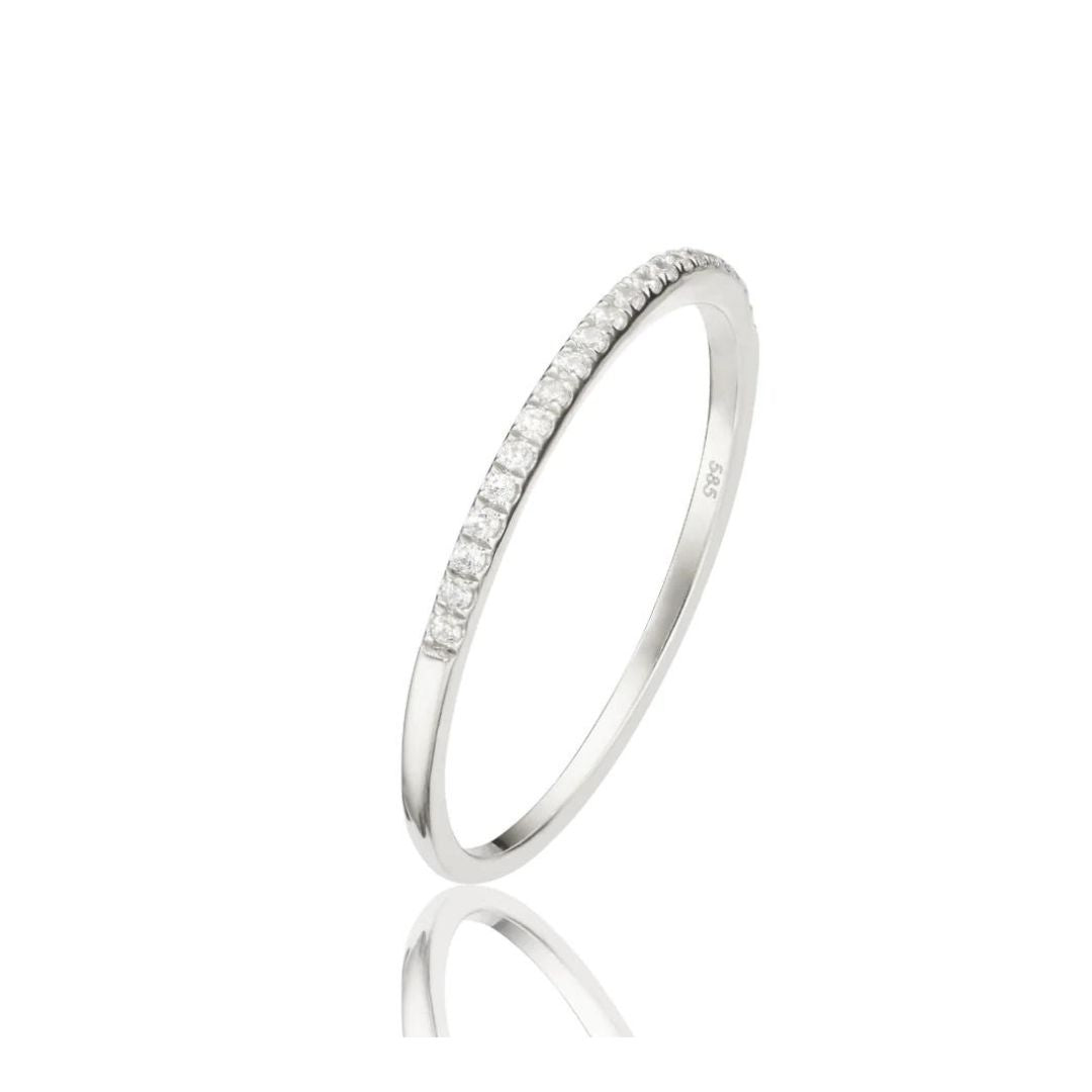 Silver-Tone Crystal-Style Half Eternity Ring
