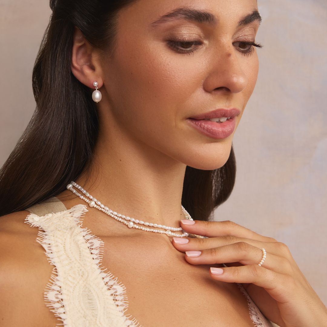 Silver-Tone Multi Pearl-Style Choker Necklace