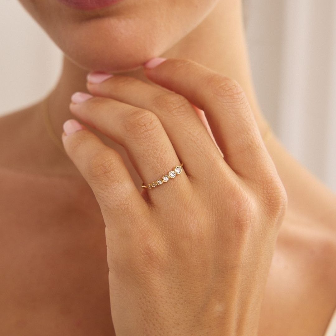 Gold-Tone Graduated Crystal-Style Stacking Ring