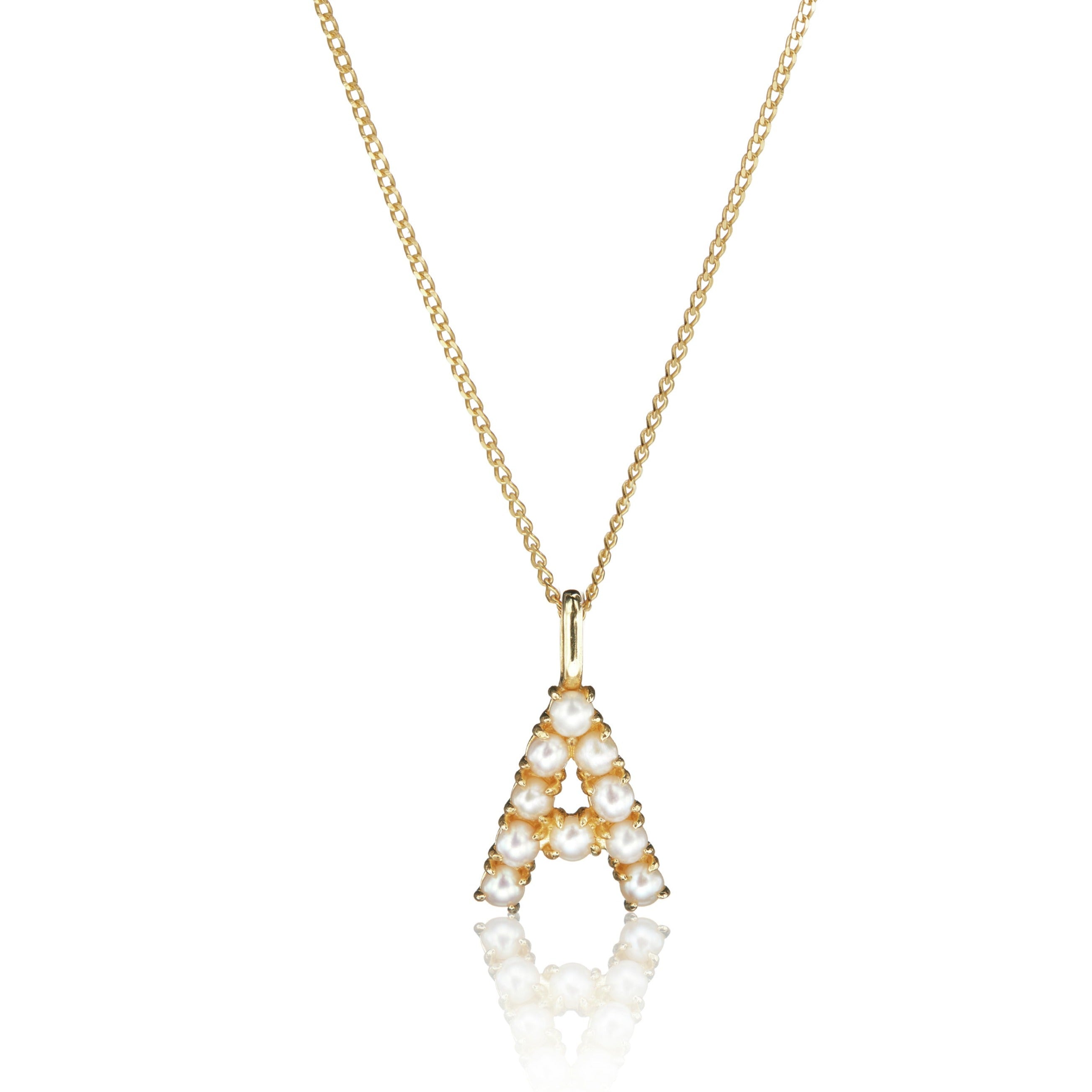 Gold-Tone Pearl-Style Initial Letter Necklace