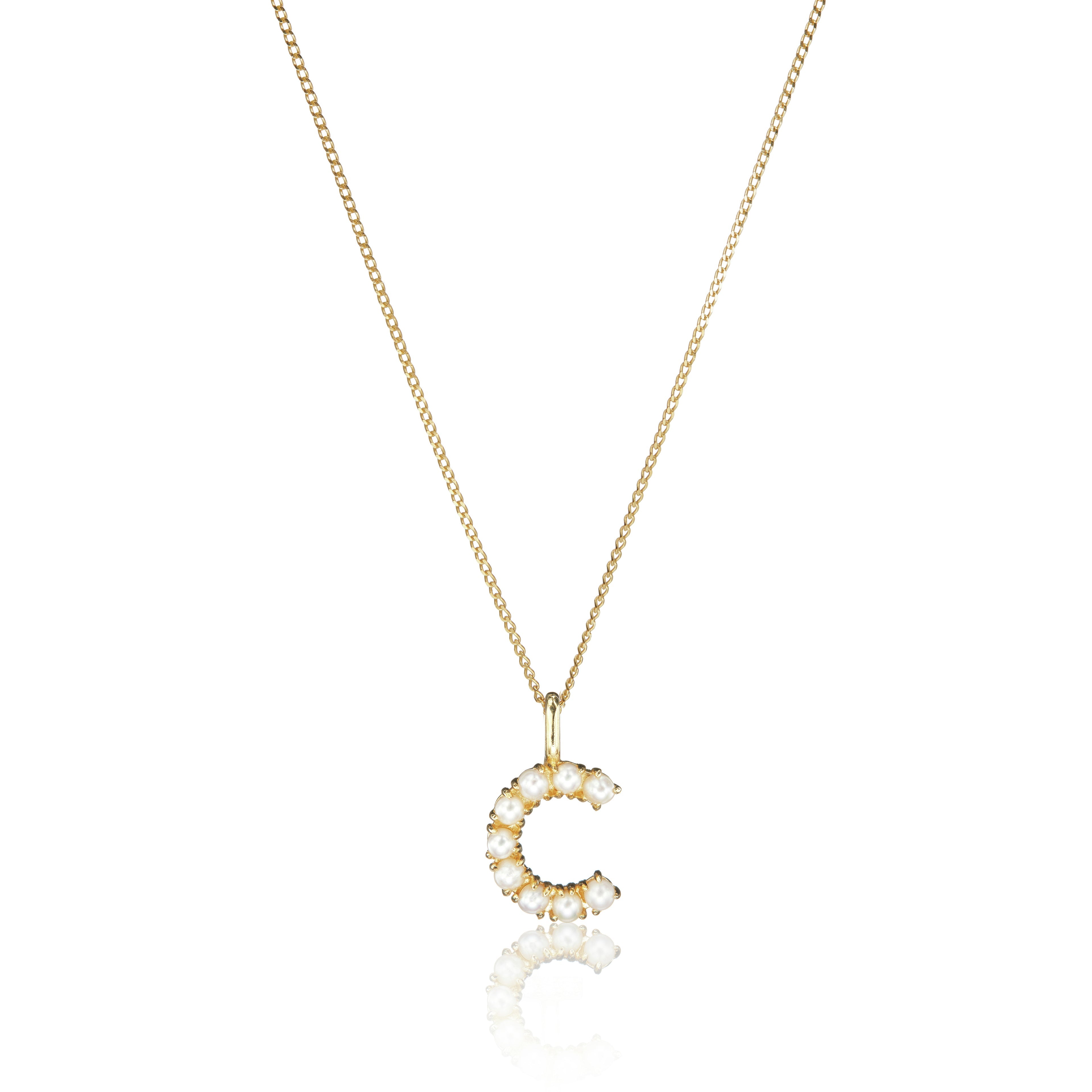 Gold-Tone Pearl-Style Initial Letter Necklace