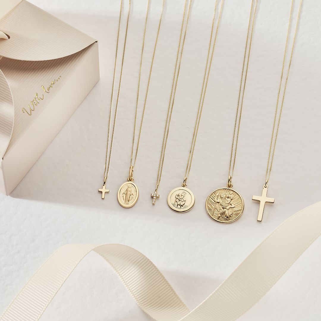 Gold-Tone Crystal-Style Tiny Cross Necklace