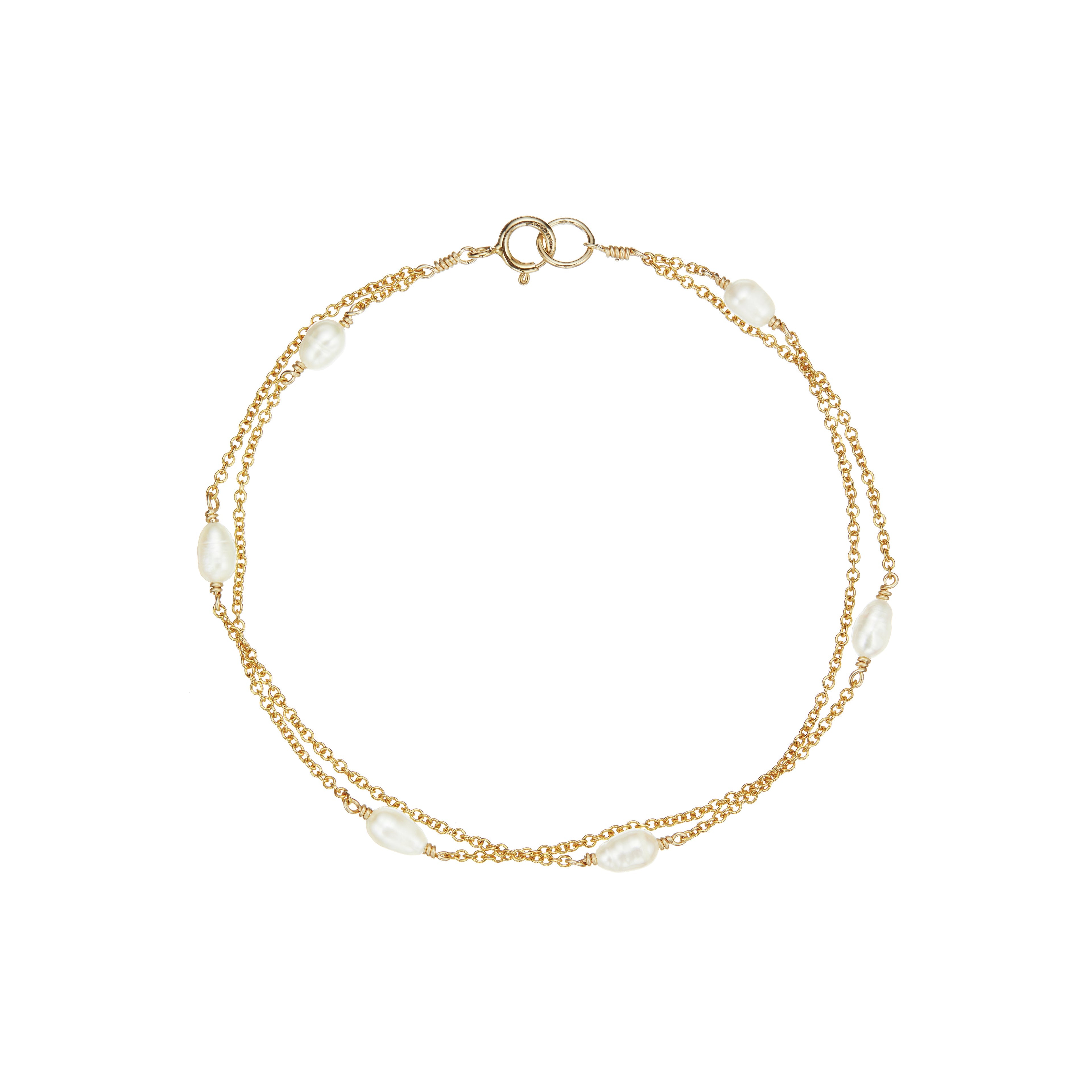 Gold-Tone Layered Seed Pearl-Style Bracelet