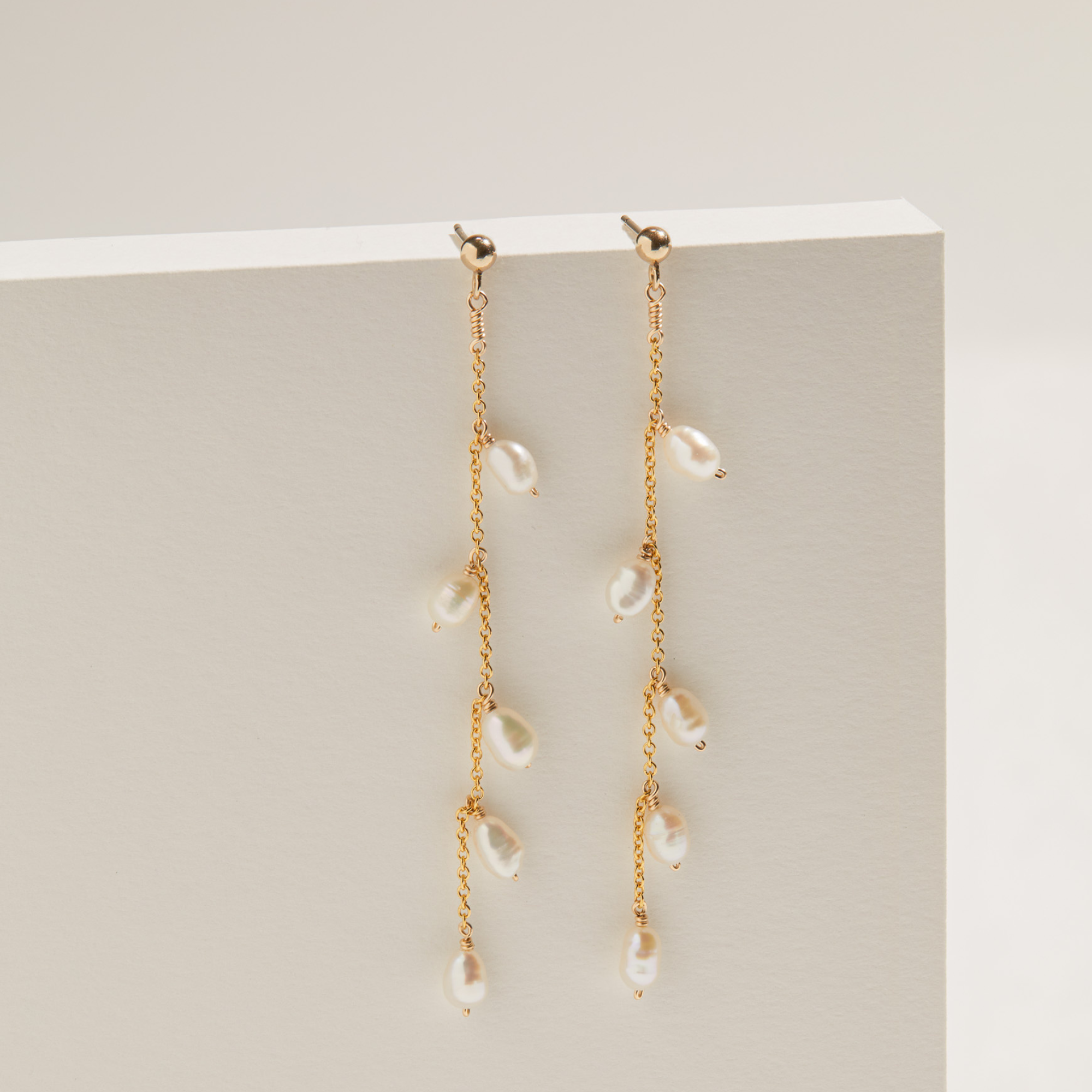 Silver Seed Pearl Drop Earrings