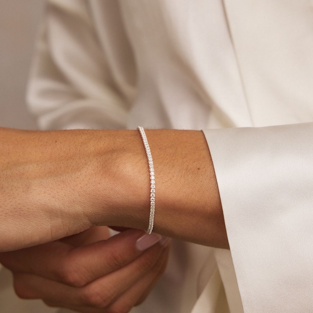 Silver-Tone Crystal-Style Tennis Bracelet