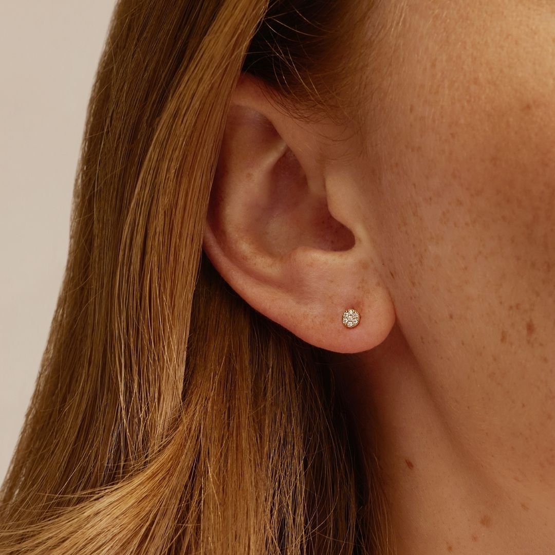 Gold-Tone Crystal-Style Cluster Circle Stud Earrings