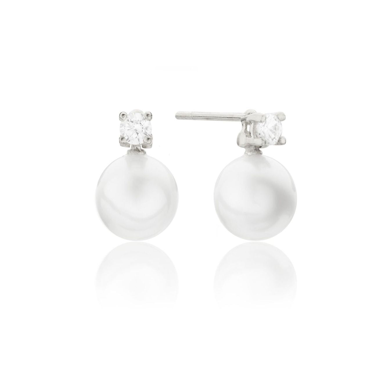 Silver-Tone Crystal-Style and Pearl-Style Stud Earrings