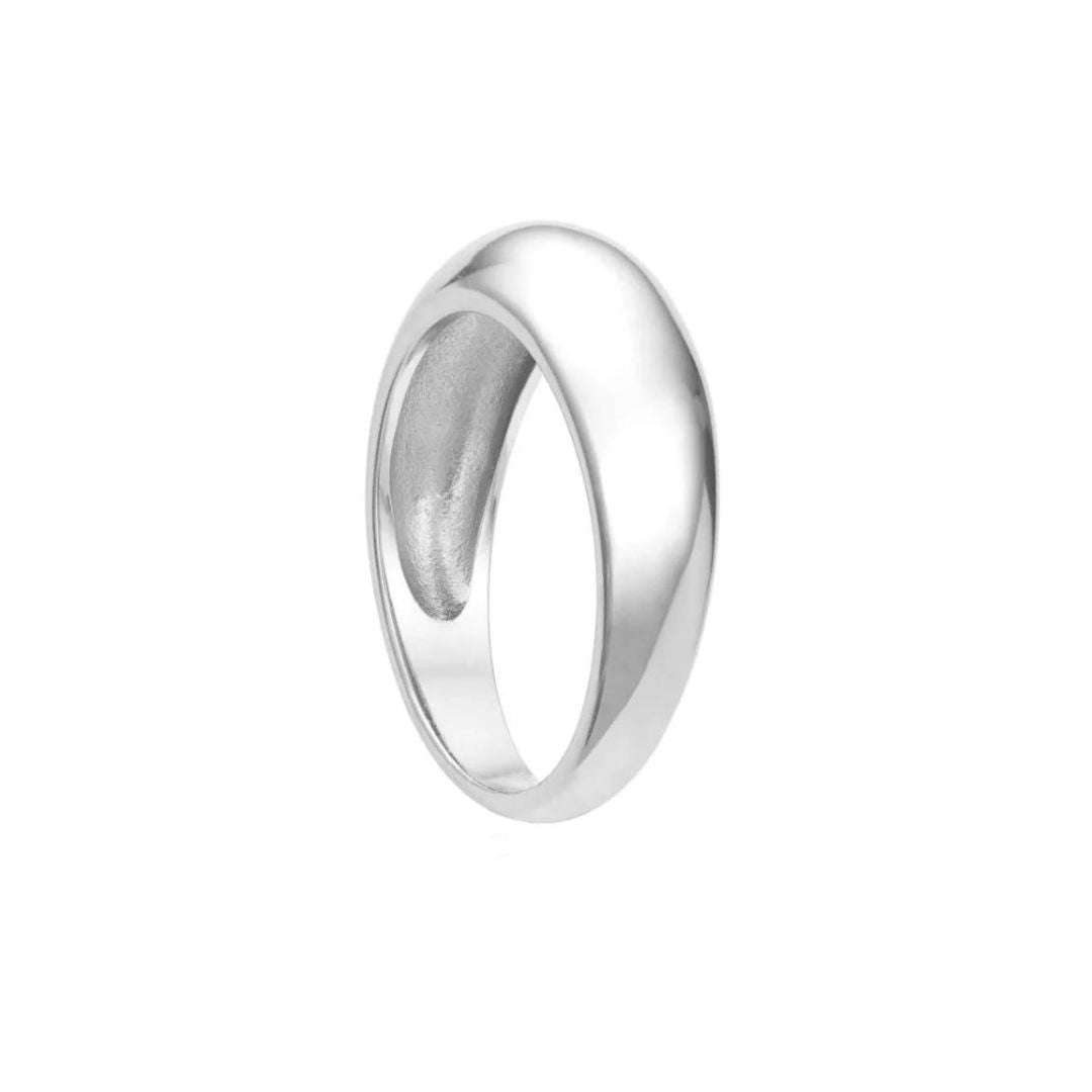 Silver-Tone Plain Dome Ring