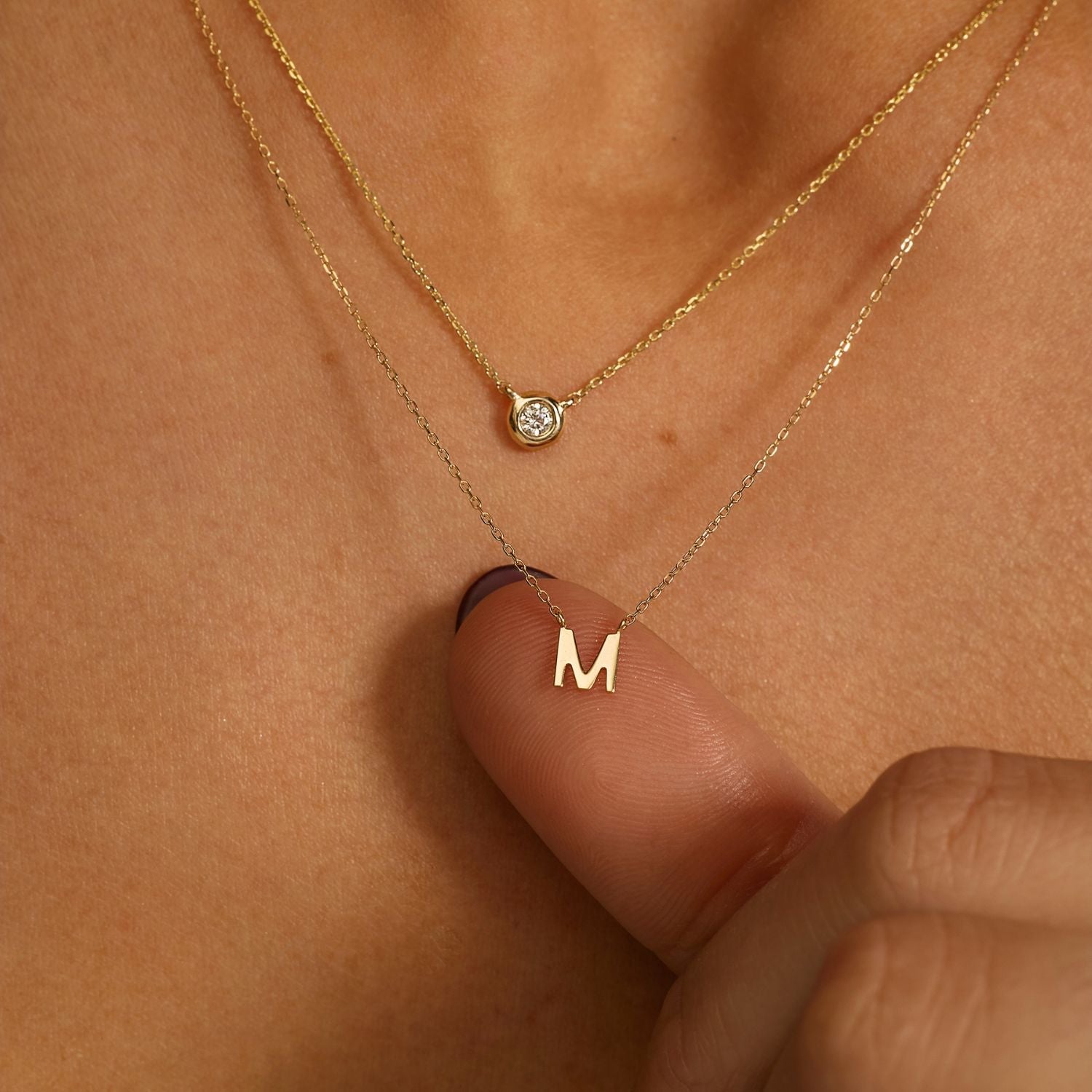 Gold-Tone Mini Initial Letter Necklace