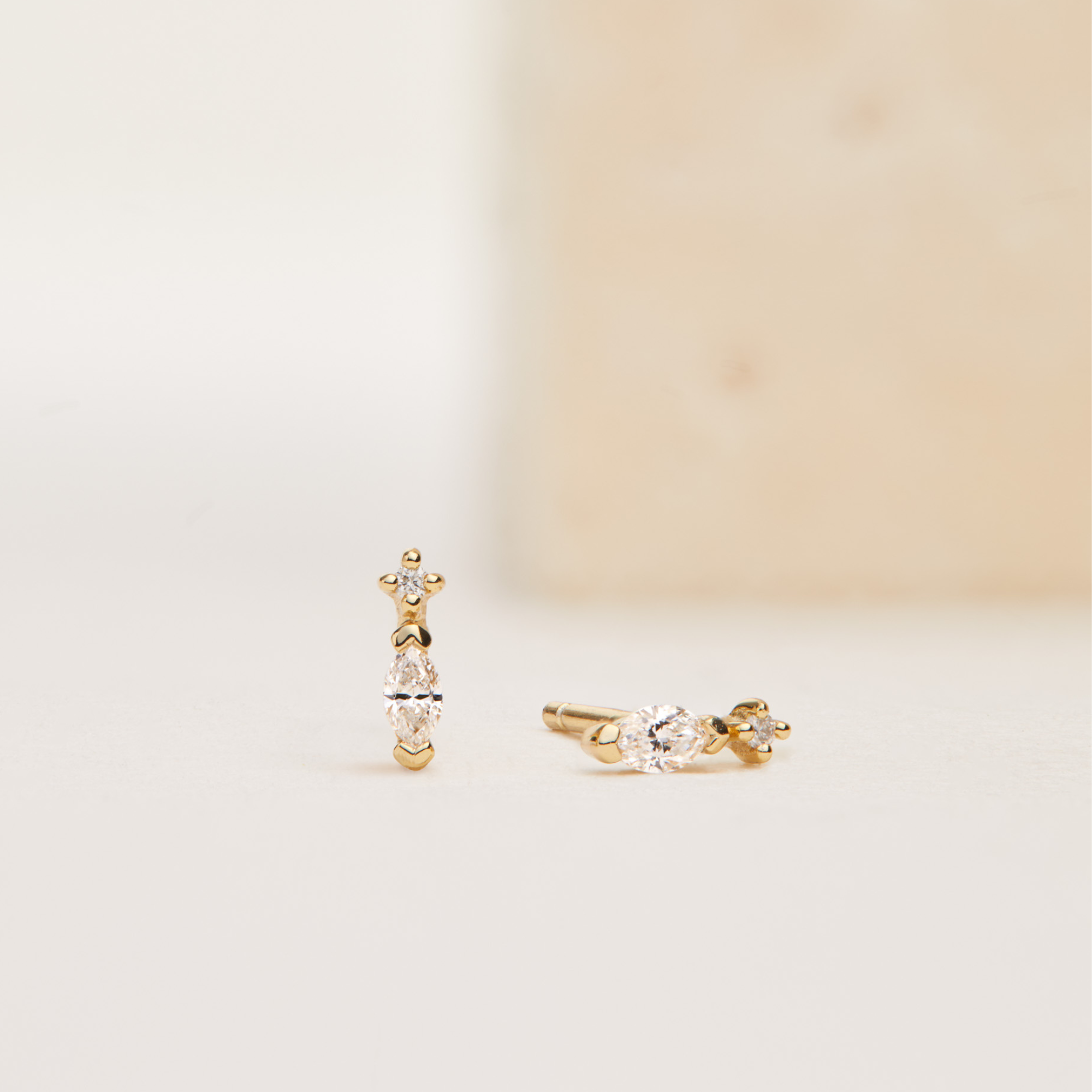 Gold-Tone Marquise Crystal-Style Stud Earrings
