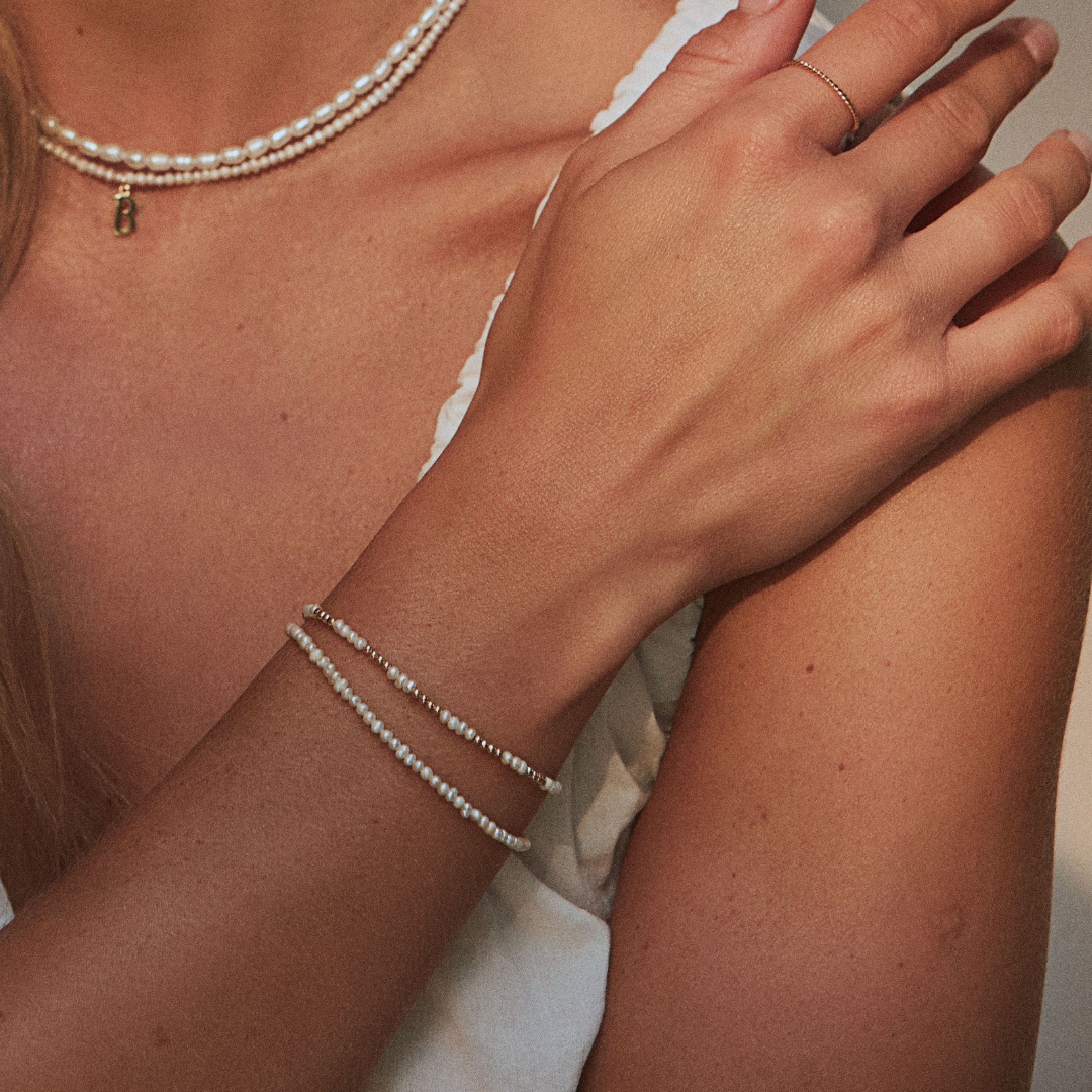 Gold-Tone Beaded Mini Pearl-Style Bracelet
