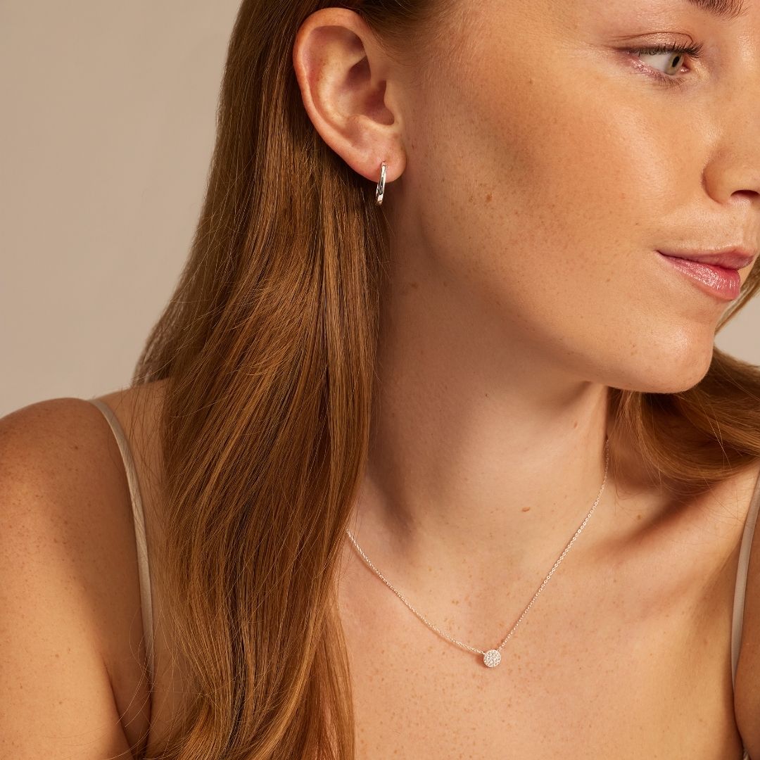 Silver-Tone Crystal-Style Cluster Circle Necklace