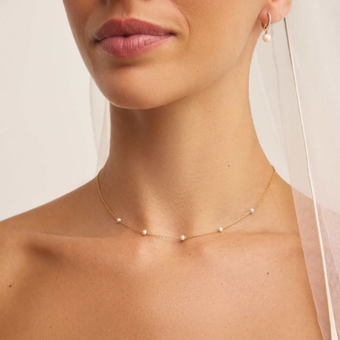 Gold-Tone Five Small Pearl-Style Necklace