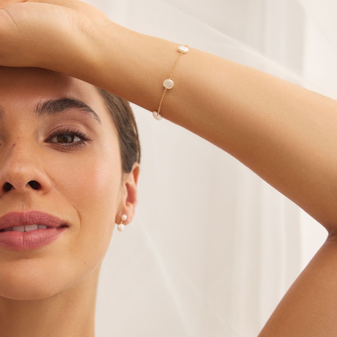 Gold-Tone Five Pearl-Style Bracelet