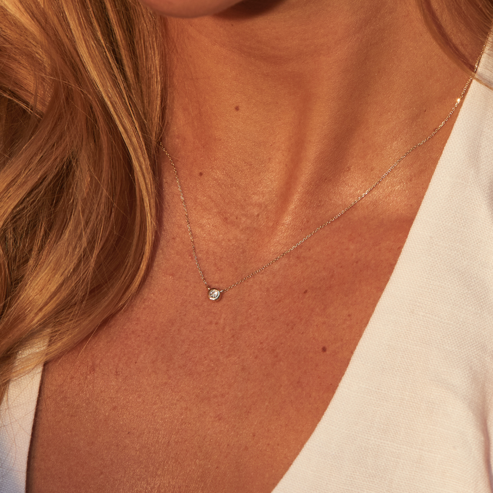 Silver-Tone Floating Crystal-Style Necklace